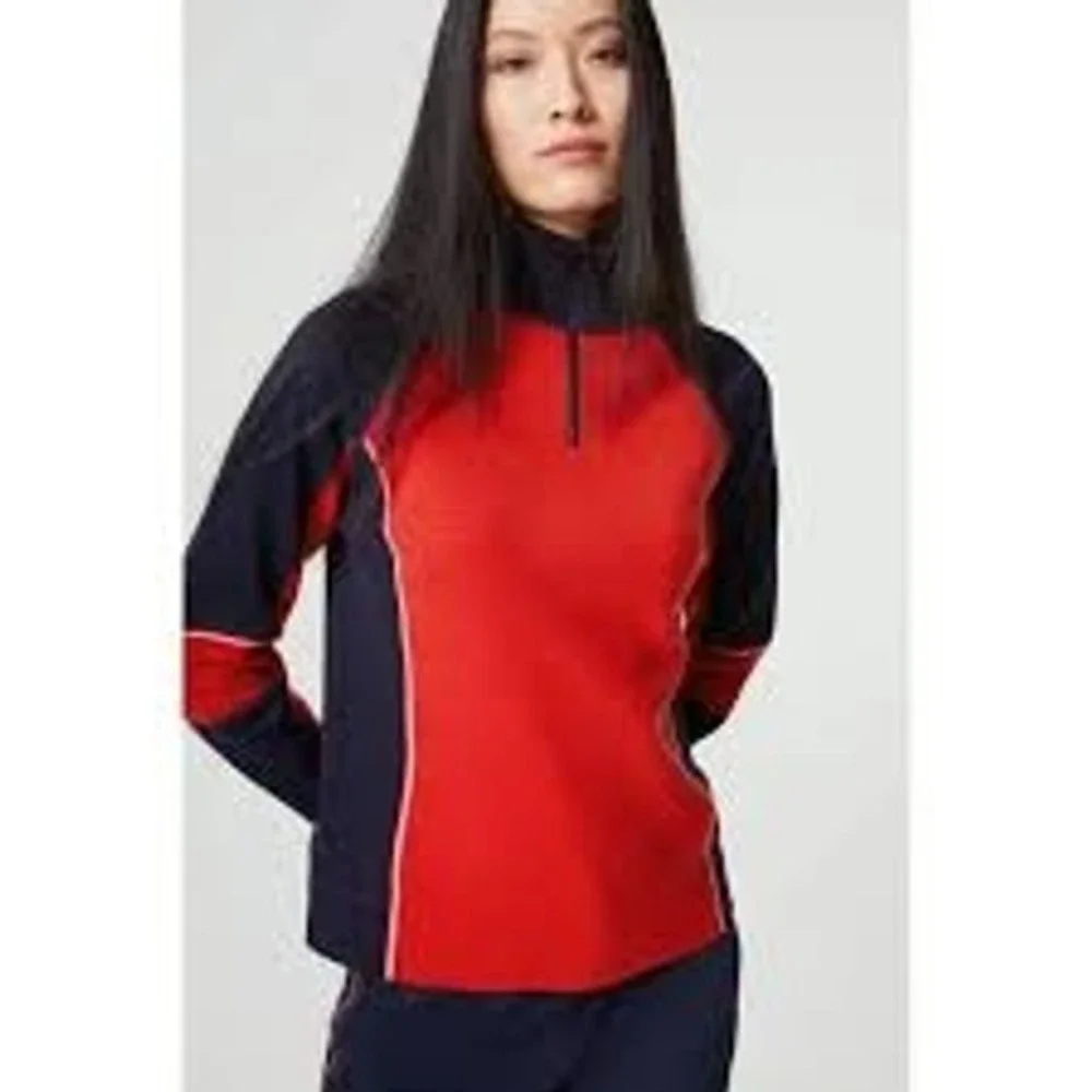NWT Bogner Fire & Ice Babette NavyRed/Pink 1/4 Zip Mid Layer Sweater SZ Medium